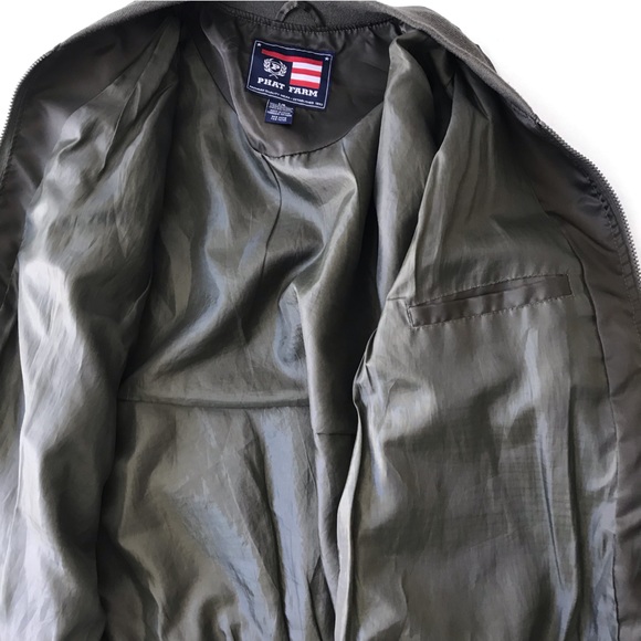 Phat Farm Vintage Style Flight Bomber Jacket Green, Size Large - Picture 6 of 14
